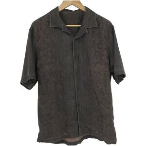Tommy Bahama 100% Silk Brown Hawaiian Button Front Shirt Size M Short Sleeve